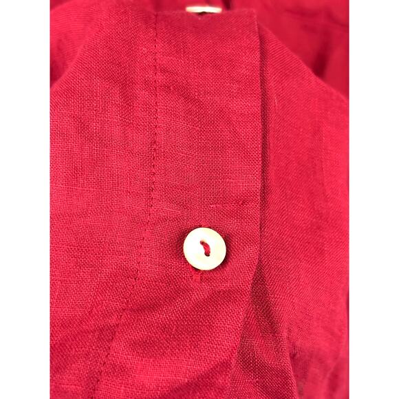 Real Clothes Saks Fifth Avenue Blouse Womens LARGE Red 100% Linen Top - Picture 6 of 9